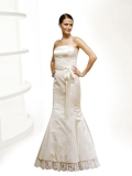Discount Chic taffeta with lace hemline and ribbon decoration trumpet & Mermaid Wedding dresses