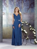 Blue Wholesale Cheap V-neck Applique Shawl Ruffles Mother Of The Bride Dress