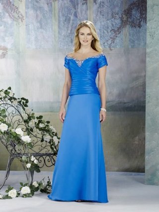 Wholesale New Style Blue Off the shoulder Empire Waist Mother Of The Bride Dress