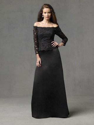 Wholesale New Style Black Off the shoulder Eyelet Embroidery Mother Of The Bride Dress