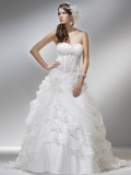 Discount Wholesale New Style White Strapless Sweetheart Organza Princess Wedding gown