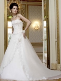 Cheap Wholesale New Style White Strapless Organza Princess Wedding Dress