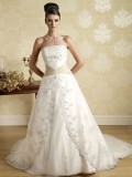 Discount Wholesale New Style White Strapless Organza Princess bridal Wedding Dress