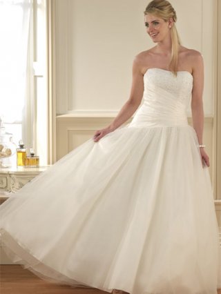 Cheap attractive Wholeslae New Style Ivory Strapless Organza Princess bridal Wedding Dress