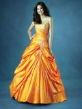 New Wholesale Bright Orange Emborider Beads A-line Sweetheart Strapless Beading Embroidery Prom dress/ Ball Gown