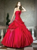 Wholesale ball gown Red Sweetheart Strapless Beading Embroidery sweep length Pleated prom dress