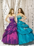 New styled Wholesale Sweetheart Strapless Embroidery taffeta and satin sweep length prom dress