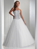 Modest New Style White Strapless hot sale organza rhinestone A-line floor length ball gown Prom Dress
