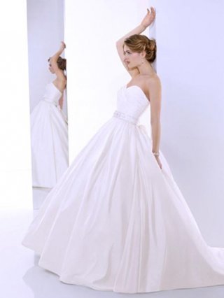 2012 simple white Cheap Wholesale New Style sweetheart Applique Beading at waist satin ball gown Wedding Dress