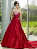 unique Wholesale Cheap New Design Red Sweetheart Beading chapel train Wedding Dress