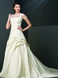 2012 Wholesale Cheap Aqua wide straps chapel train Ball Gown Wedding Dress