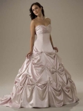 2012 unique Wholesale Cheap New Design Pink pleated Sweetheart Strapless Ball Gown Satin Wedding Dress