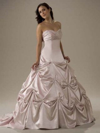 2012 unique Wholesale Cheap New Design Pink pleated Sweetheart Strapless Ball Gown Satin Wedding Dress