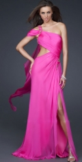 Distinct Asymmetrical Chiffon One Shoulder With Back Ribbons Evening Dress