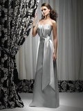 Strapless Long Length Sash Silver gray Cheap waistband Design Evening dress at a low price