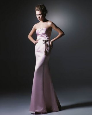 Fabulous Pink Mermaid Strapless Cheap Column sash decorated Evening Gown