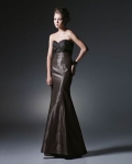 Brown Strapless Sweetheart Mermaid Design Appliques floor length Evening dress at a low price