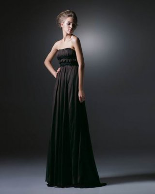 Cheap long Strapless Empire Waist ruched Chiffon Strapless Design Evening dress