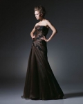 Brown Strapless Taffeta Cheap mermaid Appliques empire waist Design Evening Party Gown