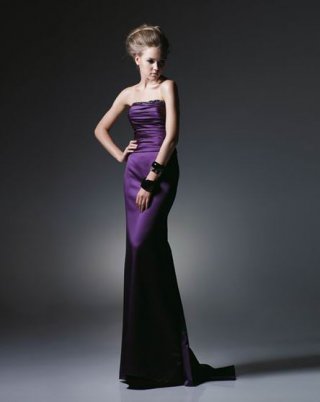 Graceful Vintage Purple Strapless Mermaid floor length Cheap Evening Party dress at wholesale price