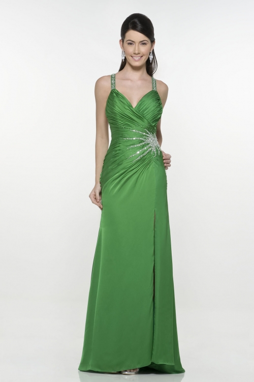Charming Green A-line floor length cross straps sweetheart Design Evening Dress at a low price
