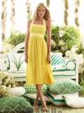 Halter Yellow Sheath/ Column Empire waist Chiffon Homecoming Dress/ Bridesamid Dress/ Colktail Dress