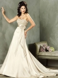 2012 New Style Hot Sale Wholesale Cream Empire Waist Strapless Wedding Dress
