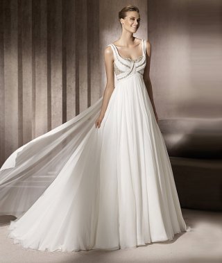 Siren Straps Beads Working Fresh Palatable Chapel Train Wedding Dress