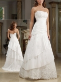 2012 Cheap Wholesale New Style White Strapless Embroider Tube Top taffeta&lace Princess Wedding Dress