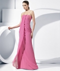 Affordable Strapless Sheath/ Column Chiffon Long Style Evening Gown