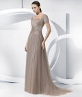Square Neckline Floor length Short Sleeves Formal Embroidery Evening Gown