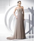 Princess Strapless Sweep length Long Style Organza/ Chiffon Evening Gown
