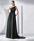Style One Shoulder Sweep length Applique Organza/ Taffeta Prom Dress/ Evening Gown