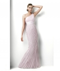 Cheap Pink One Shoulder Sheath/ Column Floor-length Chiffon Evening Gown