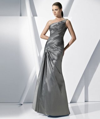 Sheath/ Column One Shoudler Designer Wrinkle Floor-length Prom Dress/ Evening Gown