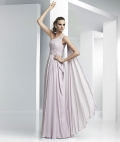 Pink One Shoulder Wrinkle Chiffon Floor length Embroidery Prom Dress/ Evening Gown