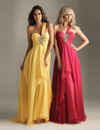 A-line Colored Sweetheart long length Puffy Chiffon Homecoming/ Prom/ Evening Dress