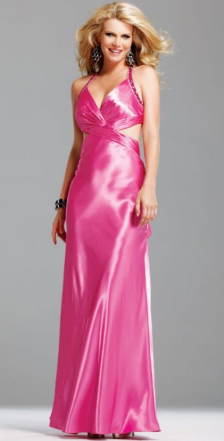 Sheath Style Beading halter With V Neckline Long Evening / Bridesmaid Dress