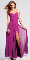 Siren A Line Chiffon Strapless Evening Dress Pleated Sweetheart And Furcation