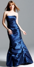 A Line Fully Side Draped And Ruched Bodice Floor Length Strapless Evening Dress