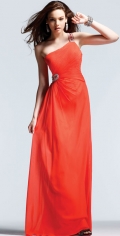 A Column Floor Length With One Appliques Shoulder And Ruched Waist Formal Evening Dress