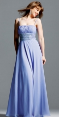 Spaghetti Straps Princess Dropped Chiffon Pleated With Sequins Elegant Evening Dress