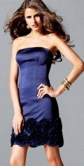 Gracious A Line Sheath Flat Neckline And Strapless With Handmade Flowers Evening / Prom Dress