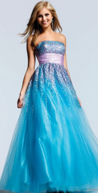 Princess With A Gown Strapless With A Sequins Detailed Bodice Formal Evening Dress