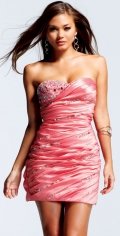 Exclusive A Line Overlay Beadings With Ruched Elastic Satin Prom / Evening Dress
