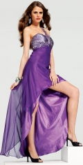 Asymmetrical Chiffon With A Scalloped-Edge Neckline And One Appliques Shoulder Party Dress