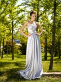 Lovely Sliver strapless Satin Pleated Appliques Evening Party dress at a low price(FHFS-0008)