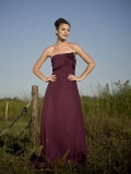 Burgundy Chiffon Pleated Glamorous Column Strapless Cheap Design long lengthEvening Dress Discount(FHFS-0013)