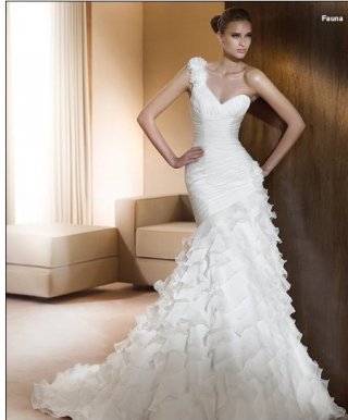 One Flower Shoulder Sweetheart Multi-layer organza Mermaid Wedding Dress Afforadable