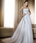 2012 Strapless Sheath/ Column Taffeta Ruched Beads Working Beach Wedding Dress